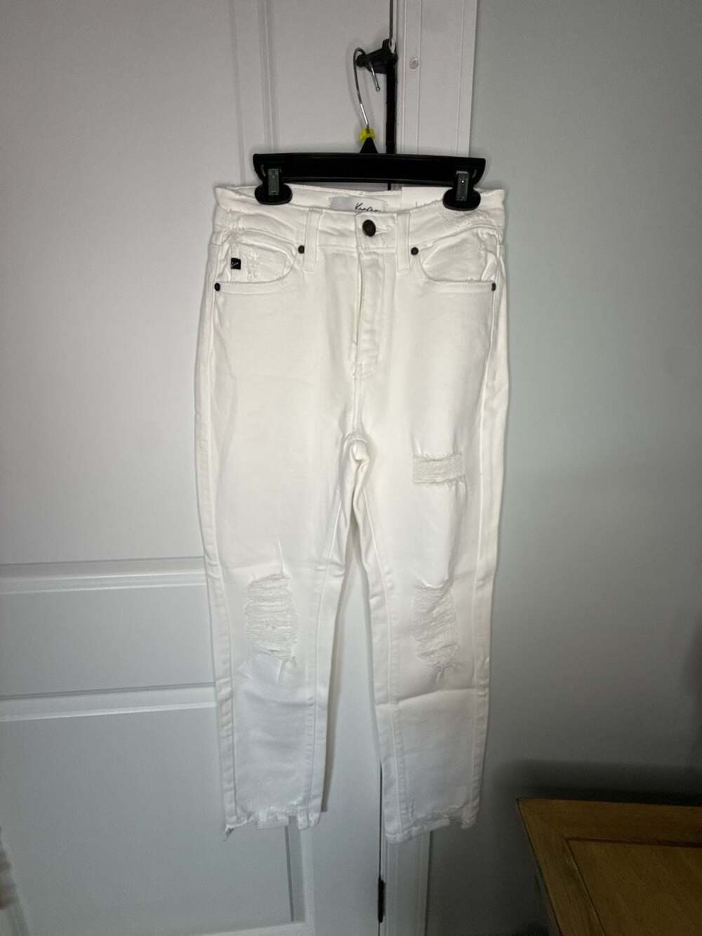 KanCan High Rise Distressed Straight Jeans White 25